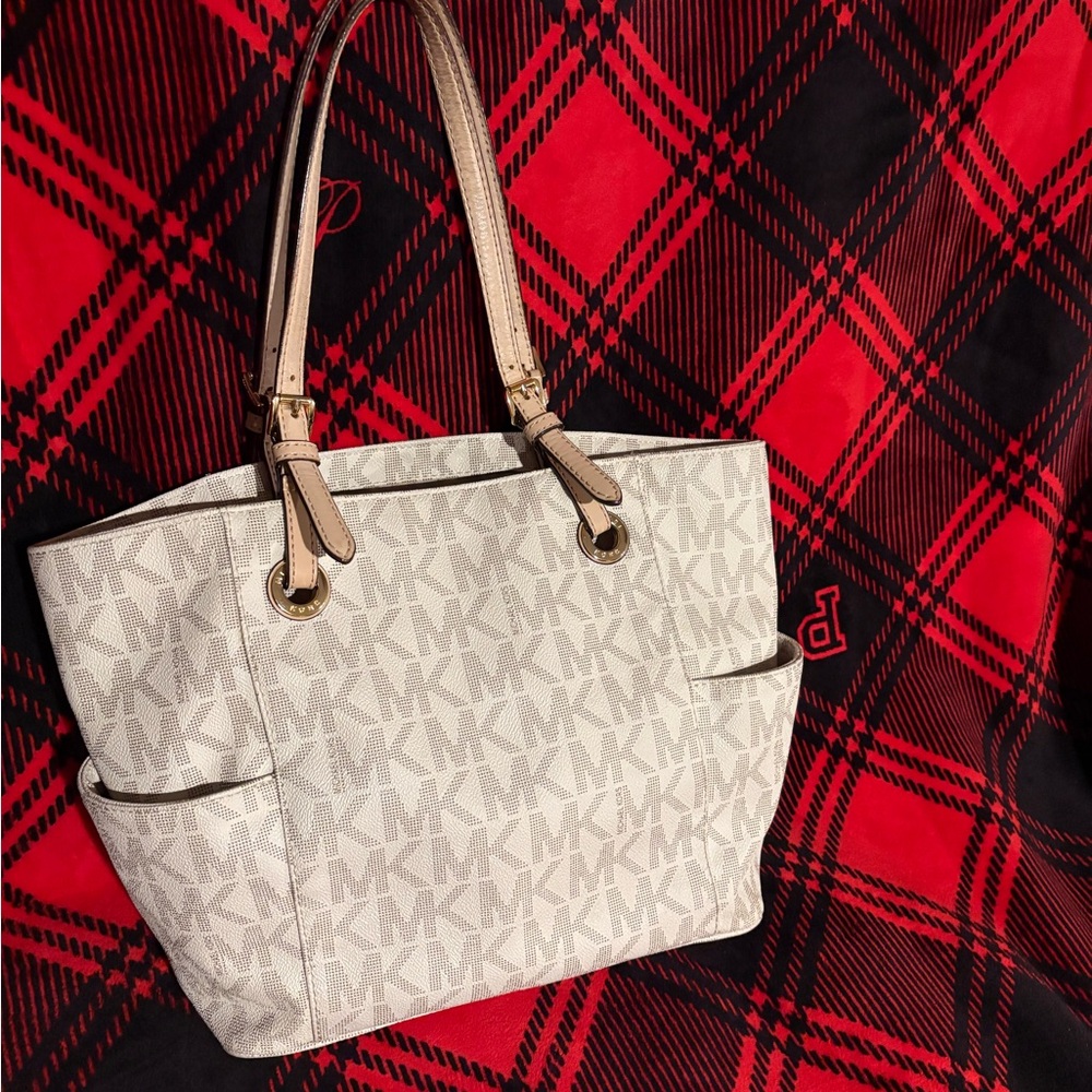 Michael Kors Cream and Tan Signature Tote